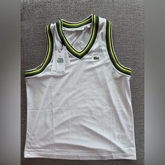 Lacoste Women’s Mesh V-Neck Tank Top | Size 42 (L) | NWT - Picture 6 of 15